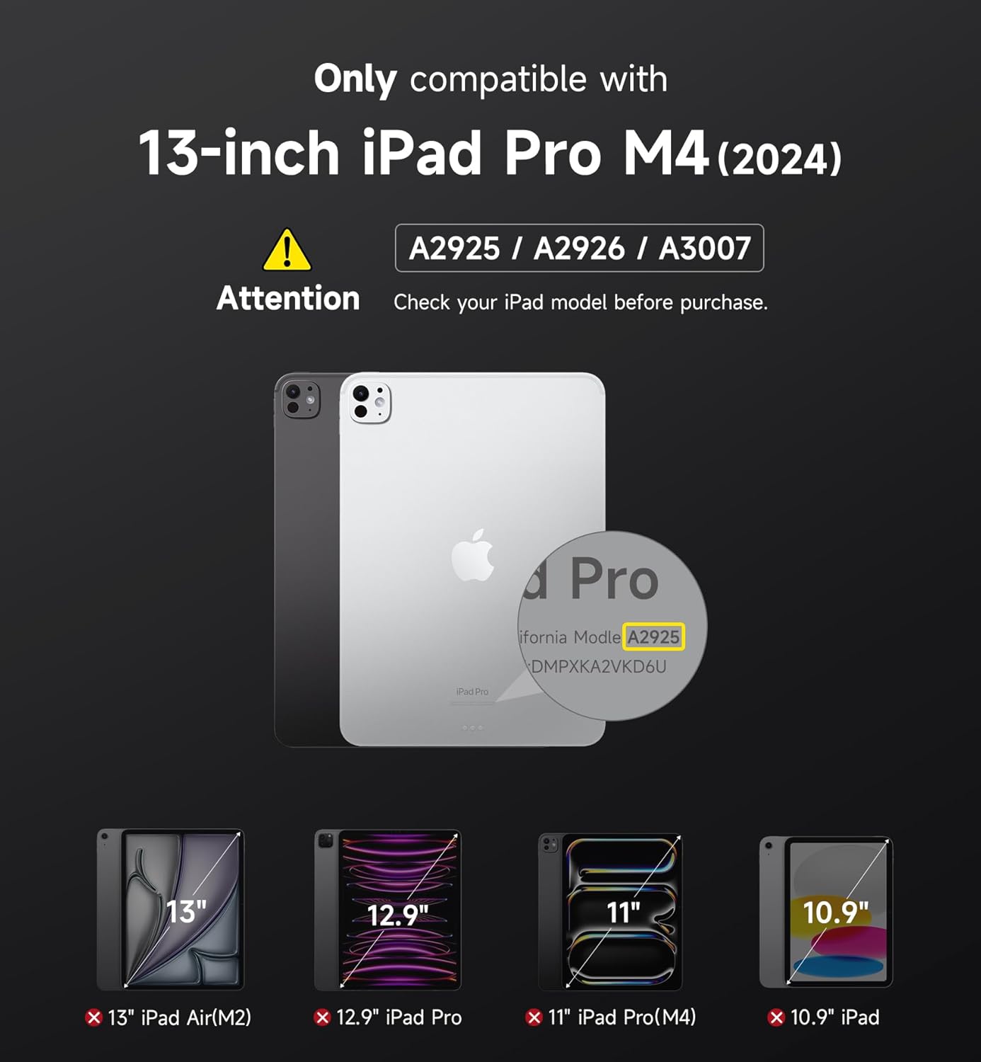 Black 13 SURITCH for iPad Stand Holder for iPad Pro 13-inch (M4) 2024, Slim Adjustable Tablet Stand, Lightweight Portable, Support Portrait & Landscape, Magnetic Tablet Holder for iPad Pro 13 (M4)-Black